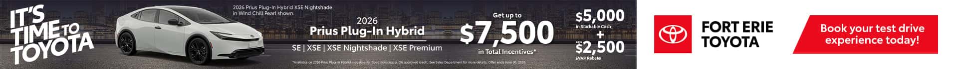2026 Toyota Prius Plug-In Hybrid offer at Fort Erie Toyota