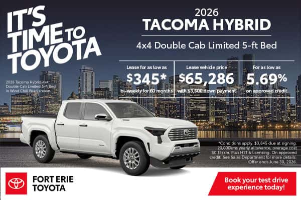 2026 Toyota Tacoma Hybrid lease offer at Fort Erie Toyota