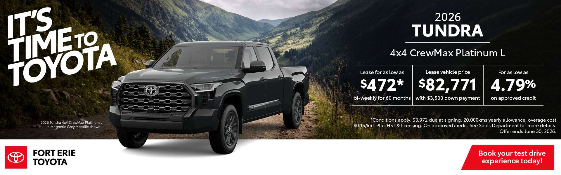 2026 Toyota Tundra financing offer at Fort Erie Toyota