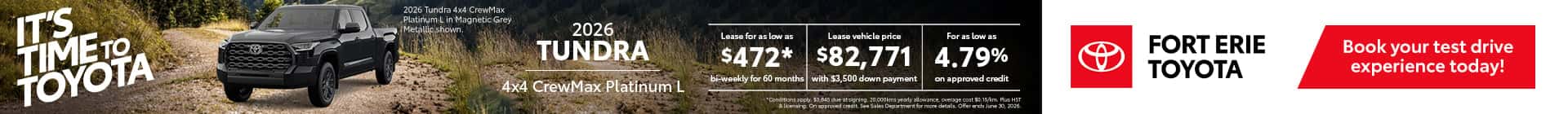 2026 Toyota Tundra financing offer at Fort Erie Toyota