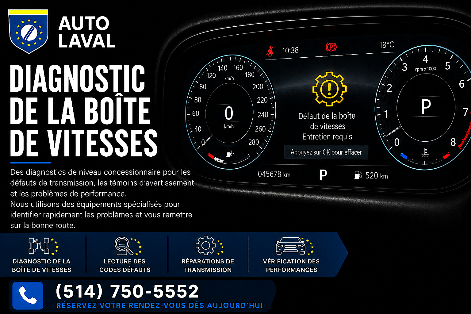 Diagnostic de la boîte de vitesses chez Auto Laval