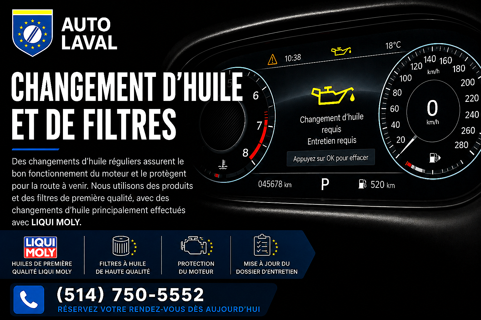 Changement d’huile et filtres à huile chez Auto Laval