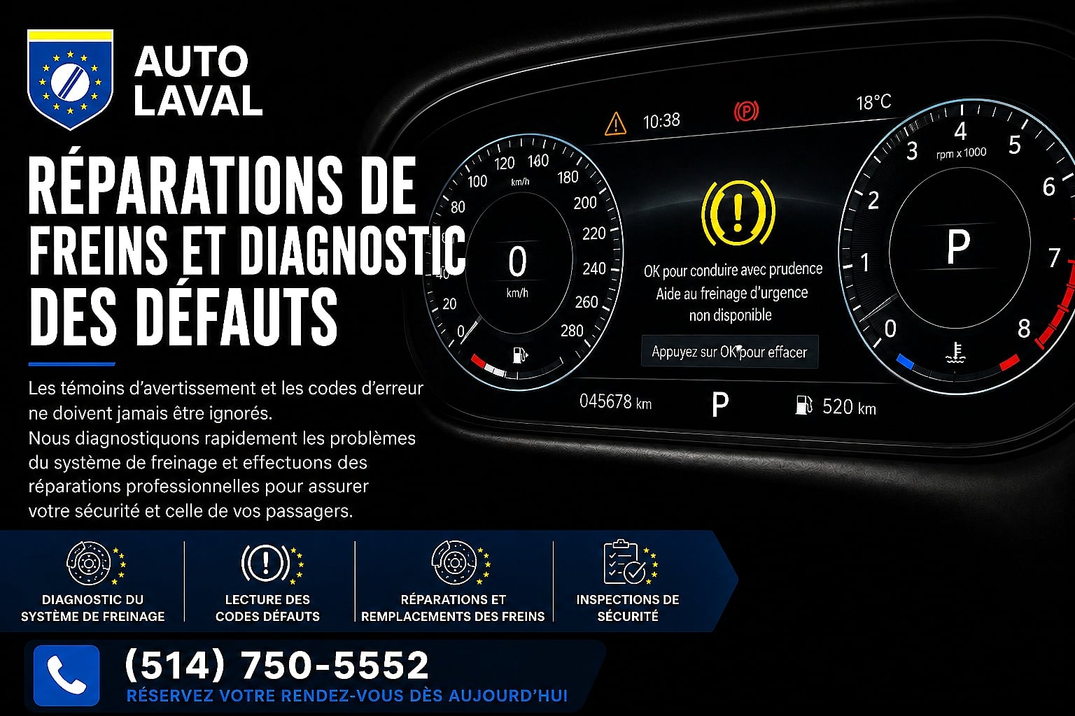 Réparations de freins et diagnostic des défauts chez Auto Laval
