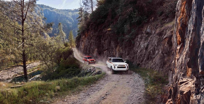 Canyon driving; 40th Anniversary 4Runner in white. 