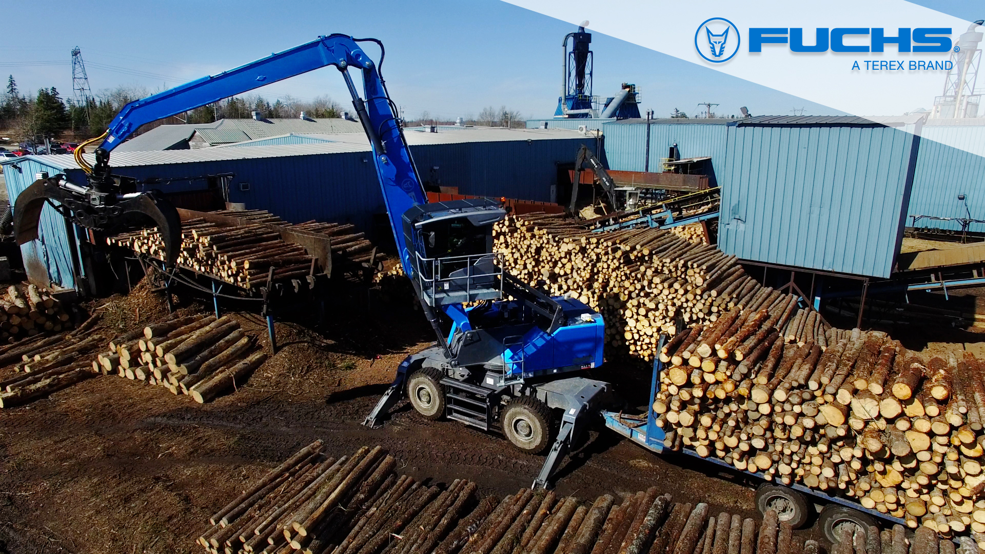 Terex FUCHS 350 F HD Working at Ledwidge Lumber in Nova Scotia Canada