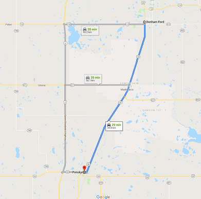 Ford Dealership Directions from Ponoka Ab