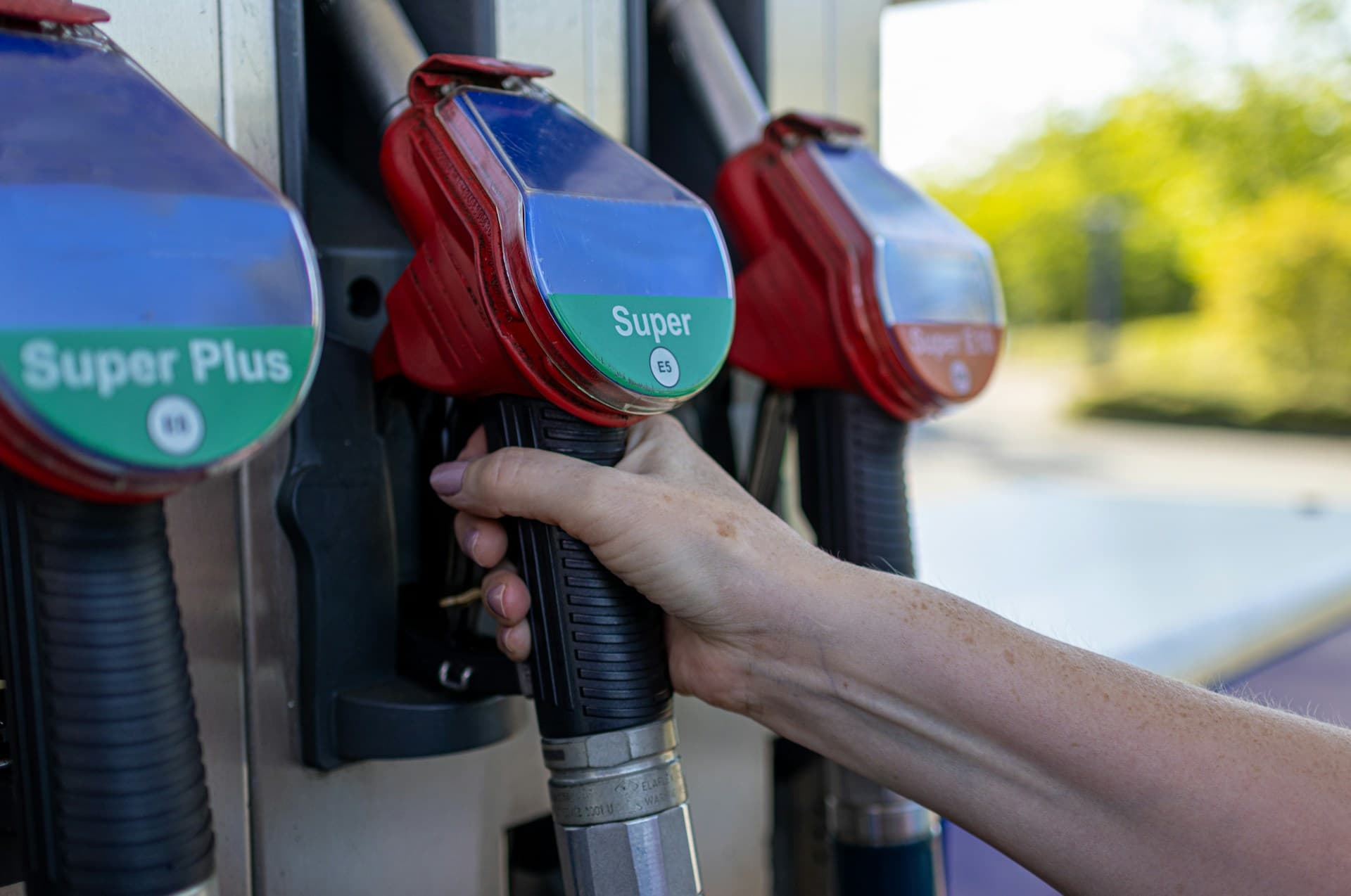 gas pump with 3 different levels of fuel octane